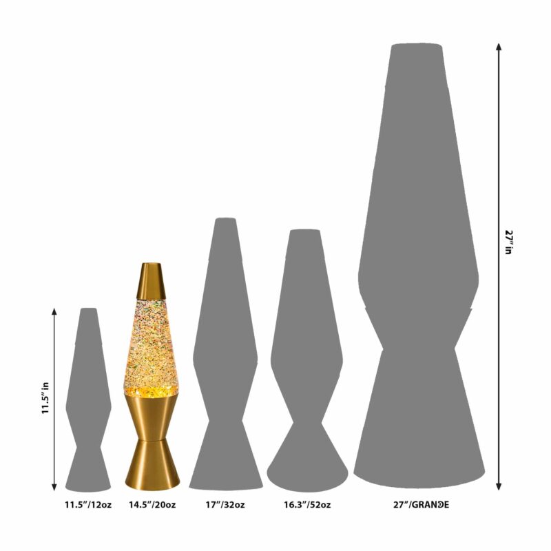 14.5″ LAVA Lamp Rainbow Glitter – Clear/Gold 21310400WB