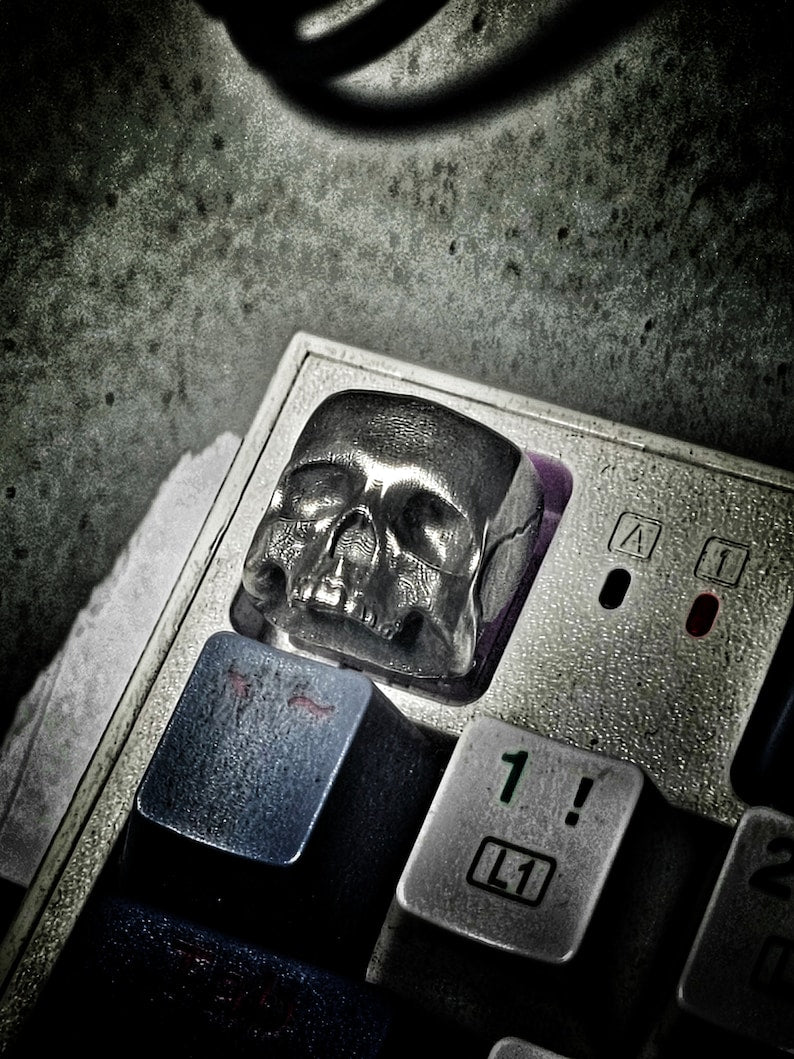 Sterling Silver Skull Keycap for Mechanical Keyboards