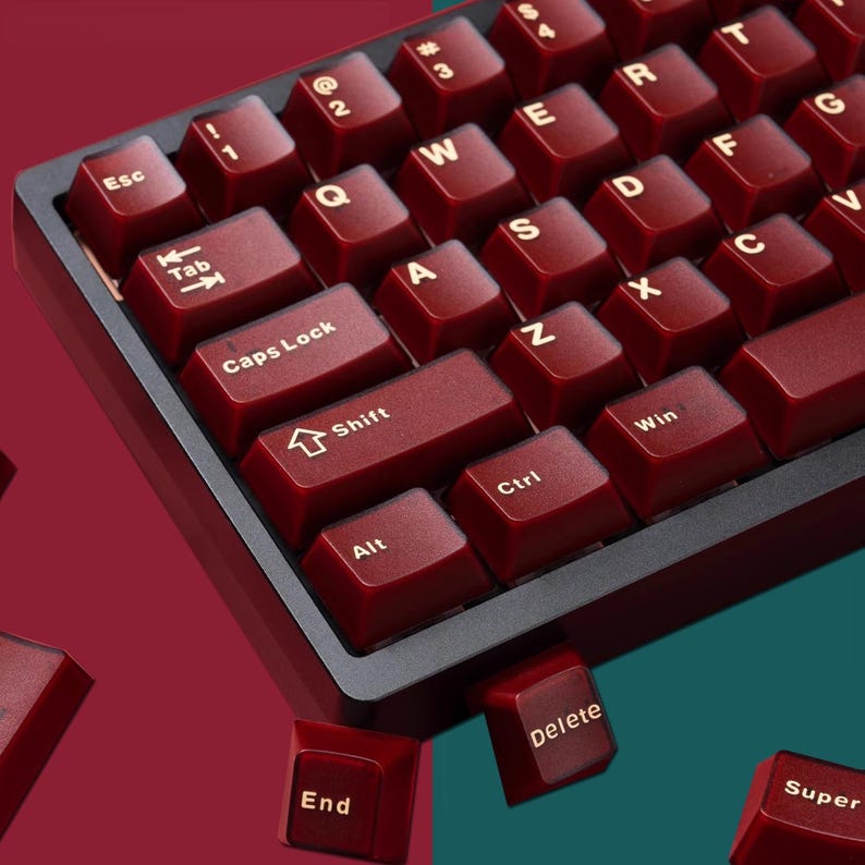 Vintage Red Keycaps Set, Frosted Red Keycaps Set, Cherry Mechanical Keyboard Keycap Set, 120 Artisan Keycaps, Gift for Friend