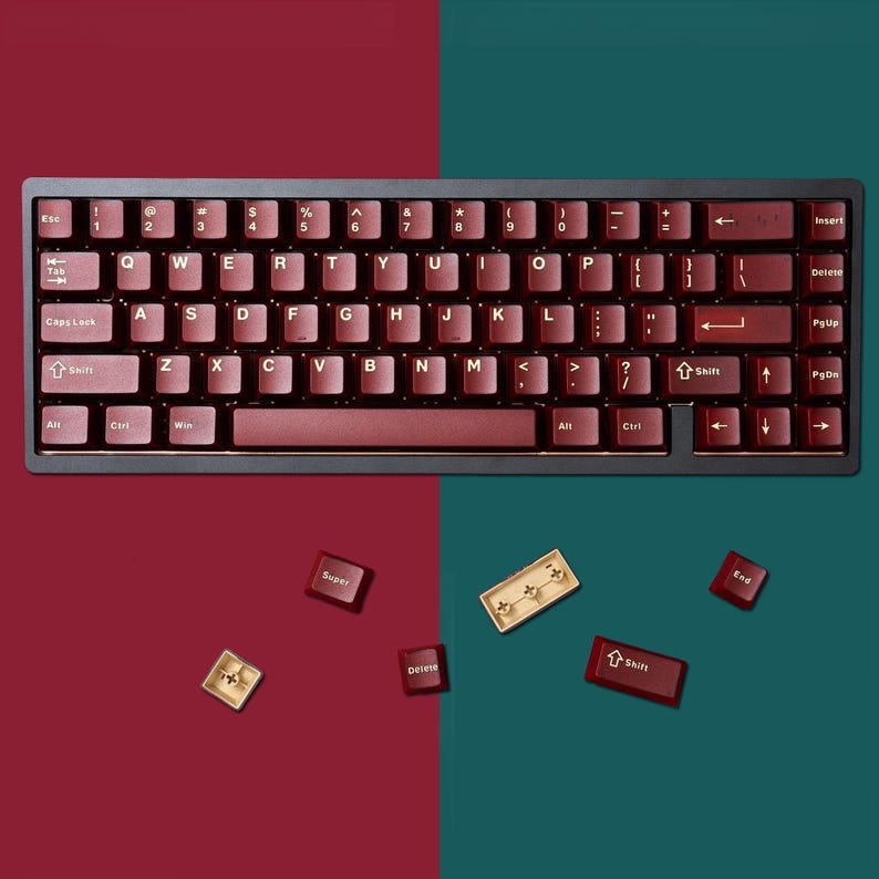 Vintage Red Keycaps Set, Frosted Red Keycaps Set, Cherry Mechanical Keyboard Keycap Set, 120 Artisan Keycaps, Gift for Friend