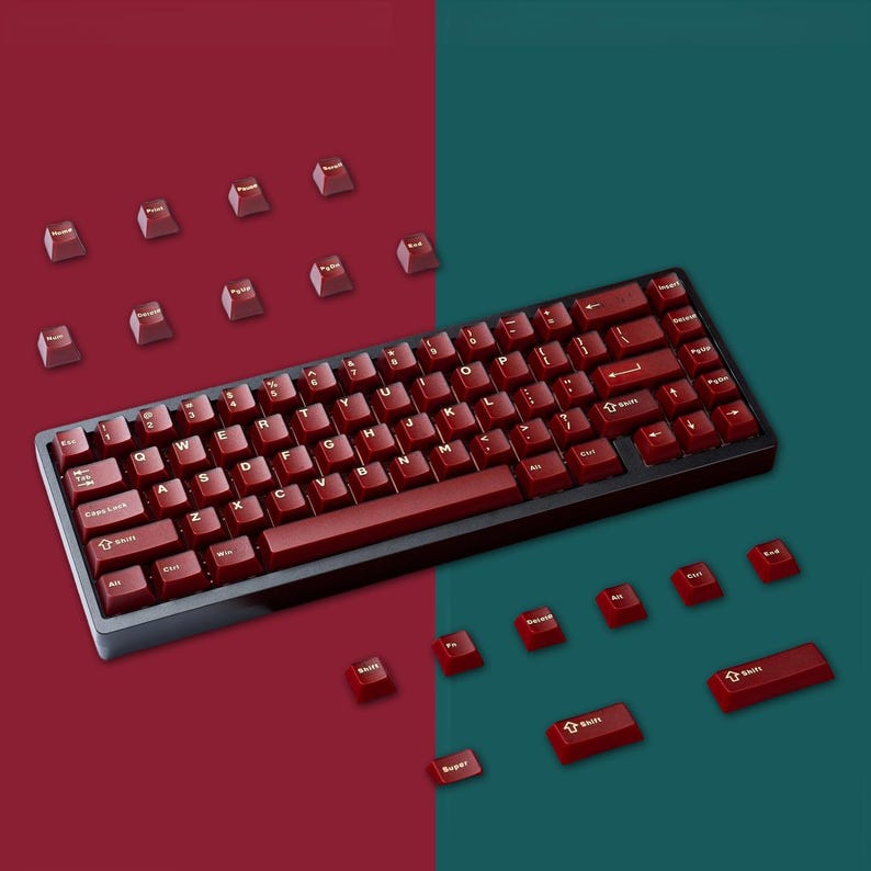 Vintage Red Keycaps Set, Frosted Red Keycaps Set, Cherry Mechanical Keyboard Keycap Set, 120 Artisan Keycaps, Gift for Friend
