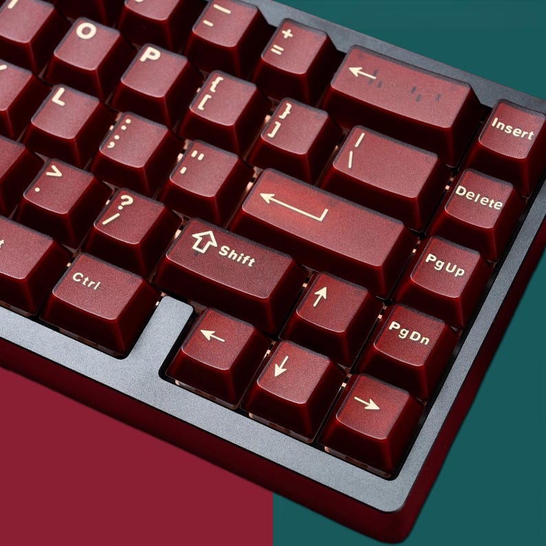 Vintage Red Keycaps Set, Frosted Red Keycaps Set, Cherry Mechanical Keyboard Keycap Set, 120 Artisan Keycaps, Gift for Friend