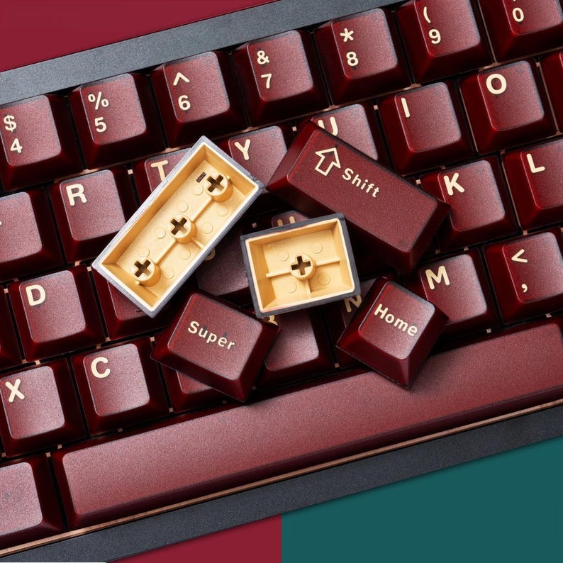 Vintage Red Keycaps Set, Frosted Red Keycaps Set, Cherry Mechanical Keyboard Keycap Set, 120 Artisan Keycaps, Gift for Friend