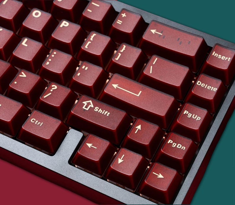 Vintage Red Keycaps Set, Frosted Red Keycaps Set, Cherry Mechanical Keyboard Keycap Set, 120 Artisan Keycaps, Gift for Friend