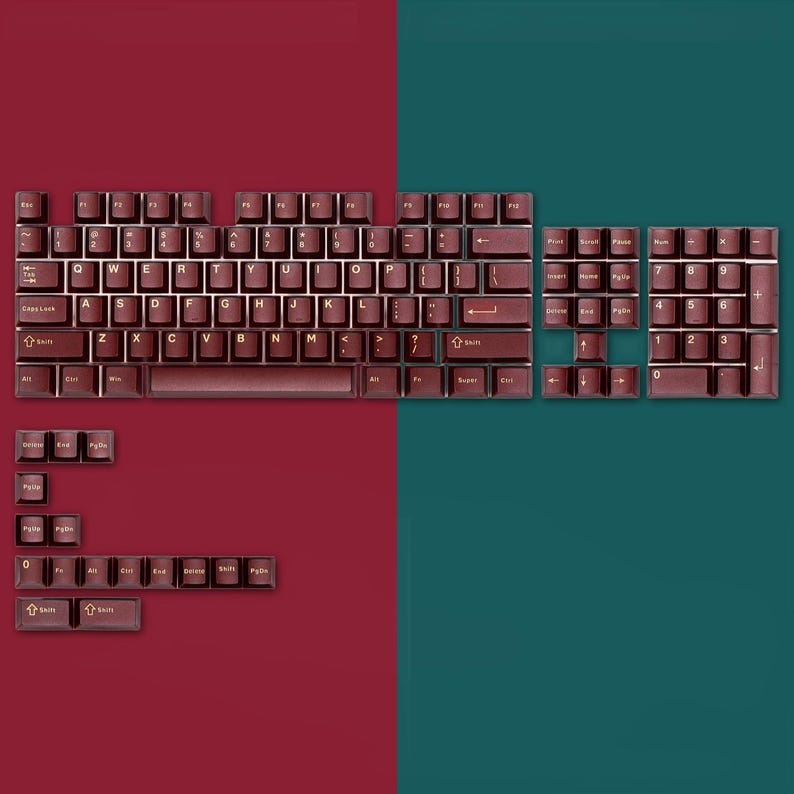 Vintage Red Keycaps Set, Frosted Red Keycaps Set, Cherry Mechanical Keyboard Keycap Set, 120 Artisan Keycaps, Gift for Friend