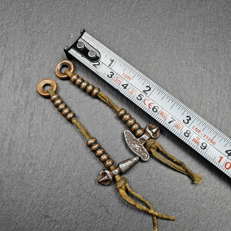 Tibetan Prayer Bead Counters: Cold Iron Inlaid Lima Brass Mala Accessories