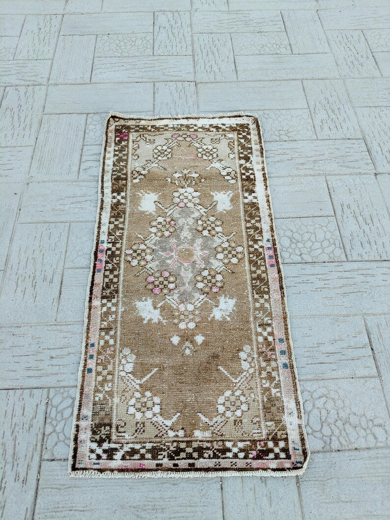 2x5 Vintage Small Turkish Handwoven Area Antique 1950's Home Decor Rug