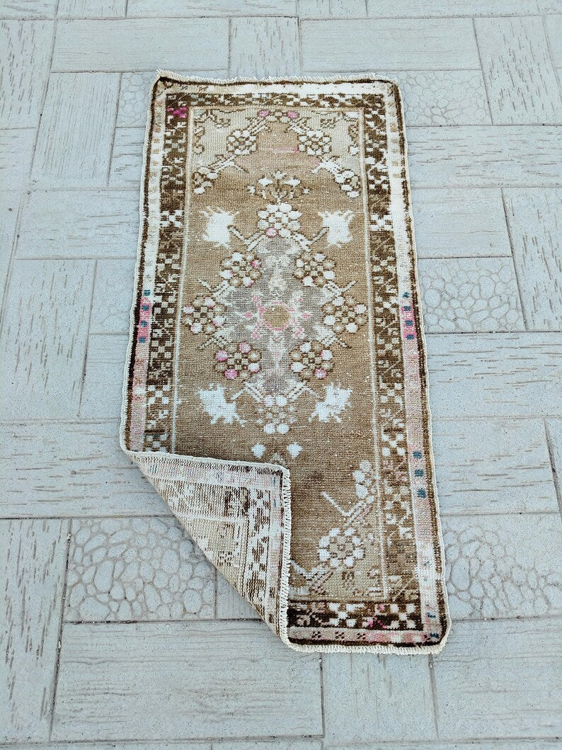 2x5 Vintage Small Turkish Handwoven Area Antique 1950's Home Decor Rug