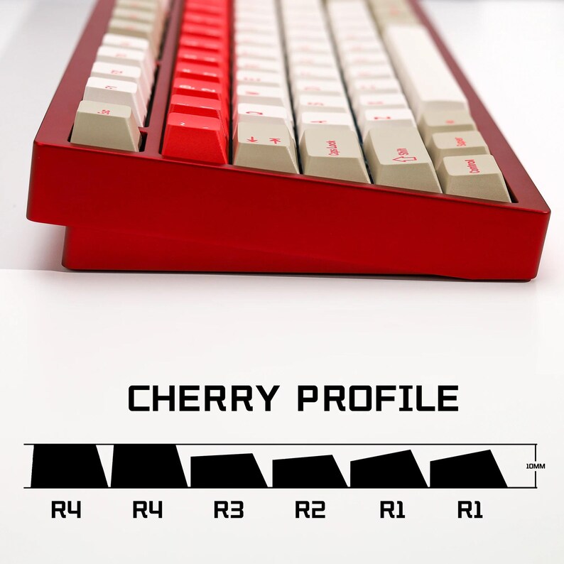Retro Red n White PBT Keycap Set | Vintage 90s Style | Cherry Profile Dye-Sub | ISO & ANSI Compatible for Custom Keyboards