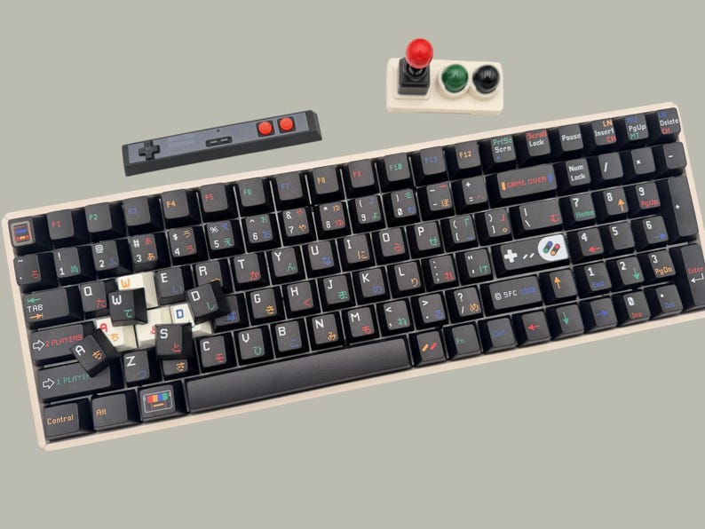 Retro SNES Keycap Set, Dark Theme, Cherry Profile