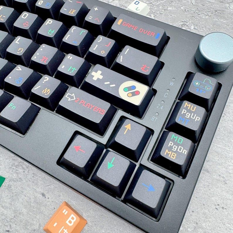 Retro SNES Keycap Set, Dark Theme, Cherry Profile