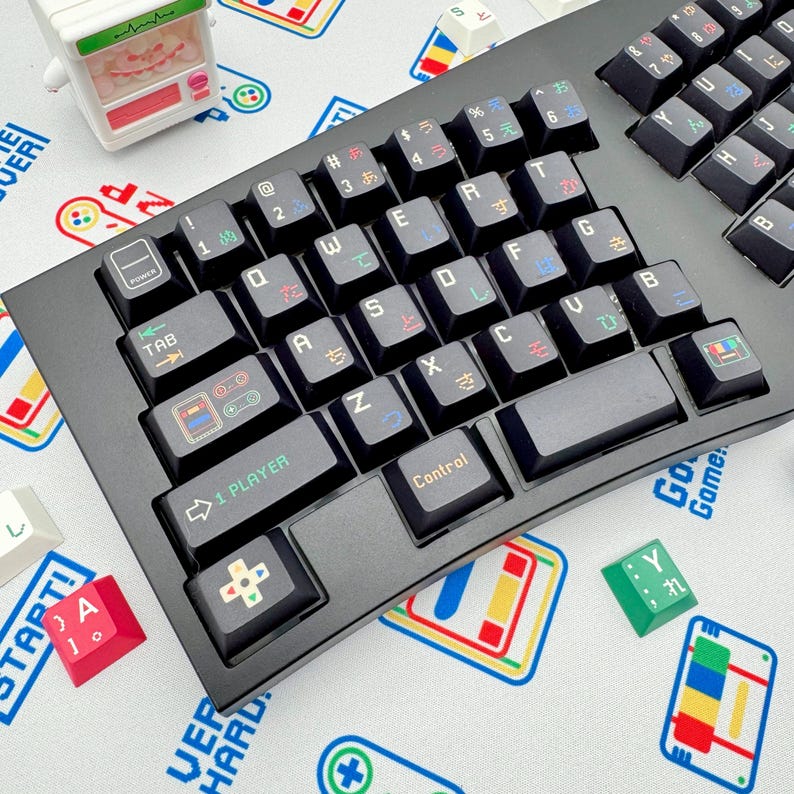 Retro SNES Keycap Set, Dark Theme, Cherry Profile