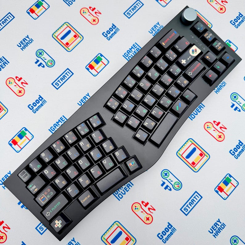 Retro SNES Keycap Set, Dark Theme, Cherry Profile