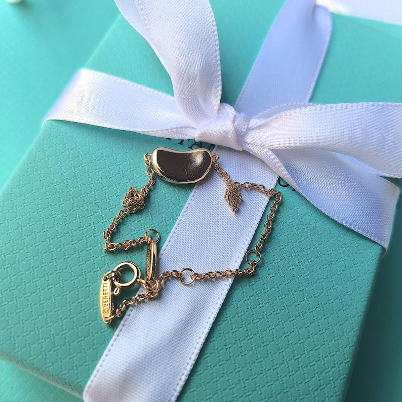 Elsa Peretti Bean Design Bracelet 18K Rose Gold 9mm Vintage Pre-Owned Tiffany Jewelry Cleaned Elegant Jewelry