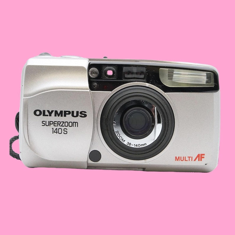 Olympus Superzoom 140S Film Camera, 35mm Point and Shoot Camera, Vintage Olympus Camera, Compact Zoom Camera, Refurbished Silver Camera