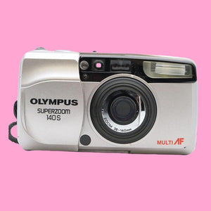 Olympus Superzoom 140S Film Camera, 35mm Point and Shoot Camera, Vintage Olympus Camera, Compact Zoom Camera, Refurbished Silver Camera