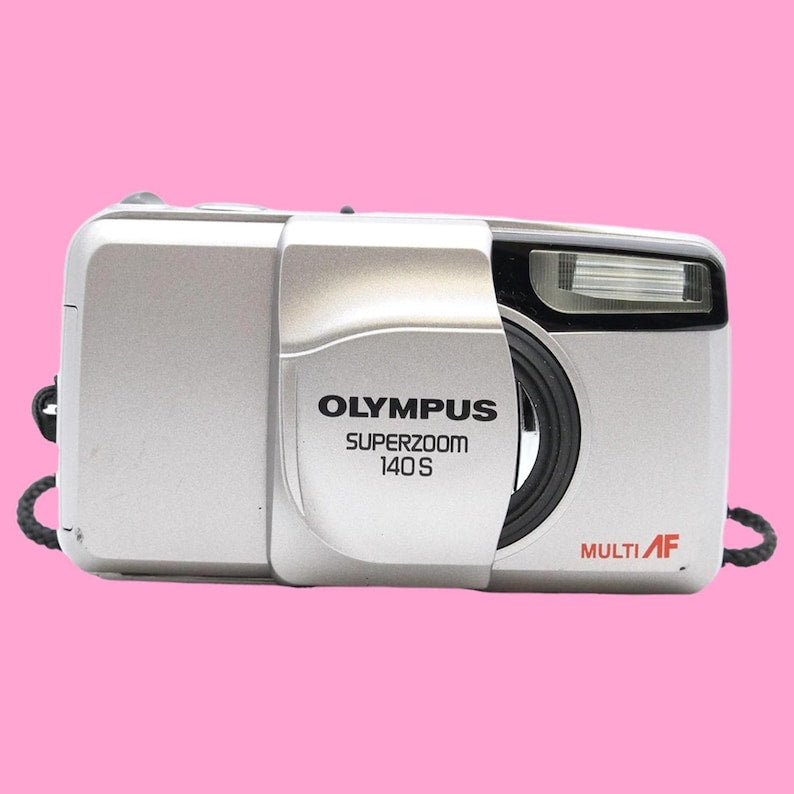 Olympus Superzoom 140S Film Camera, 35mm Point and Shoot Camera, Vintage Olympus Camera, Compact Zoom Camera, Refurbished Silver Camera