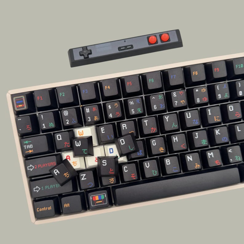 Retro SNES Keycap Set, Dark Theme, Cherry Profile