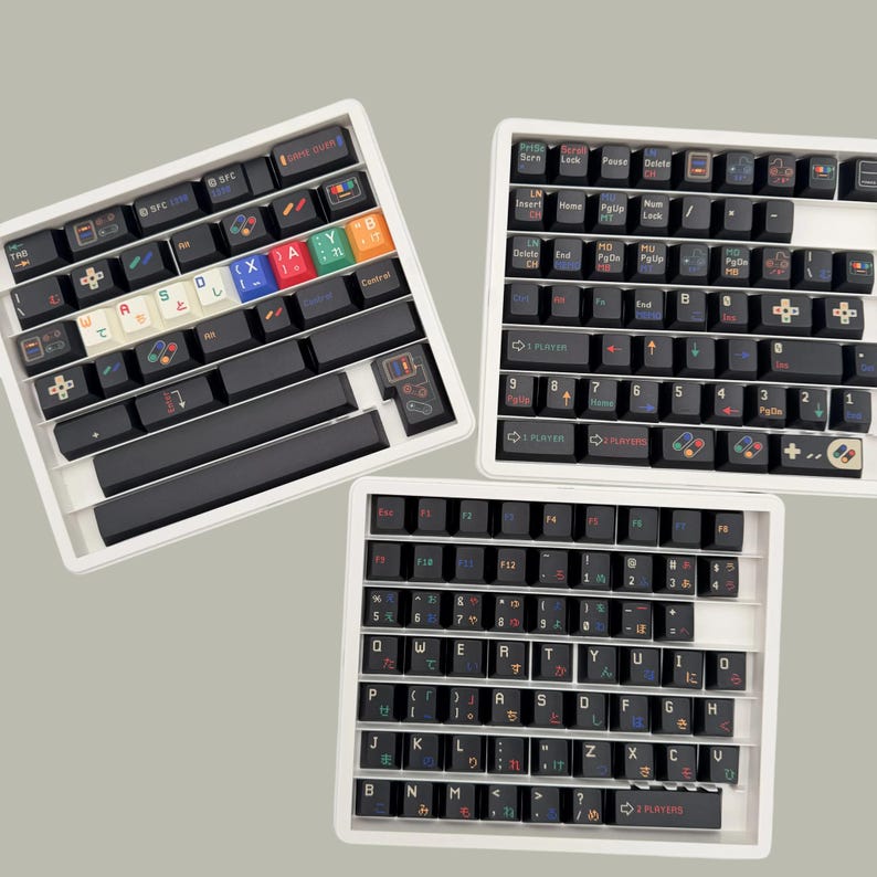 Retro SNES Keycap Set, Dark Theme, Cherry Profile