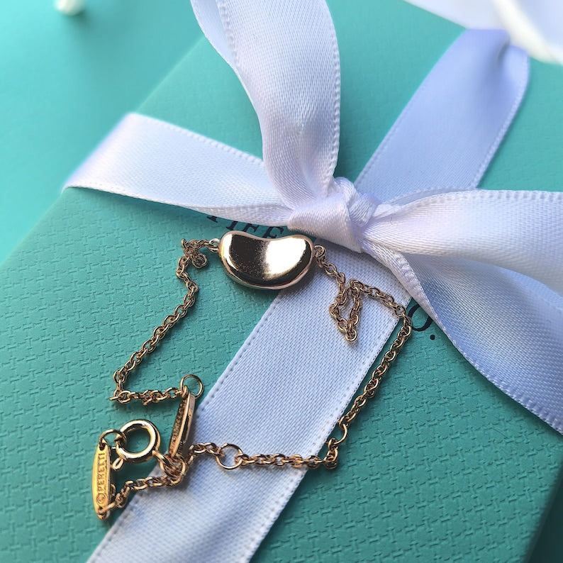 Elsa Peretti Bean Design Bracelet 18K Rose Gold 9mm Vintage Pre-Owned Tiffany Jewelry Cleaned Elegant Jewelry